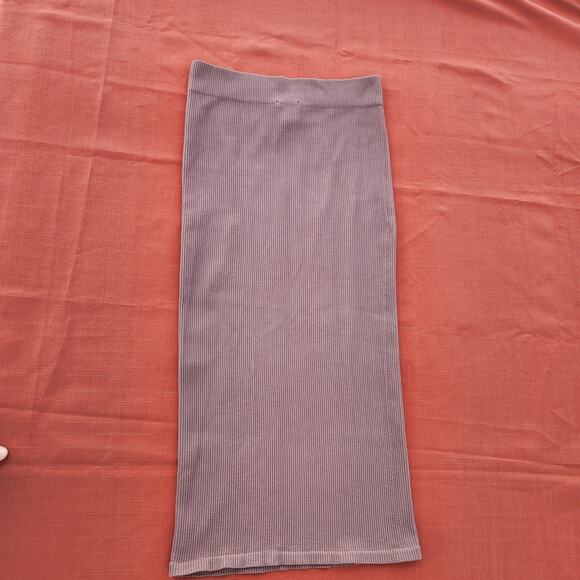 Zara Women's M-L Dusty Pink Knit High Waist Pencil Skirt Midi Stretch Tight - Picture 3 of 6